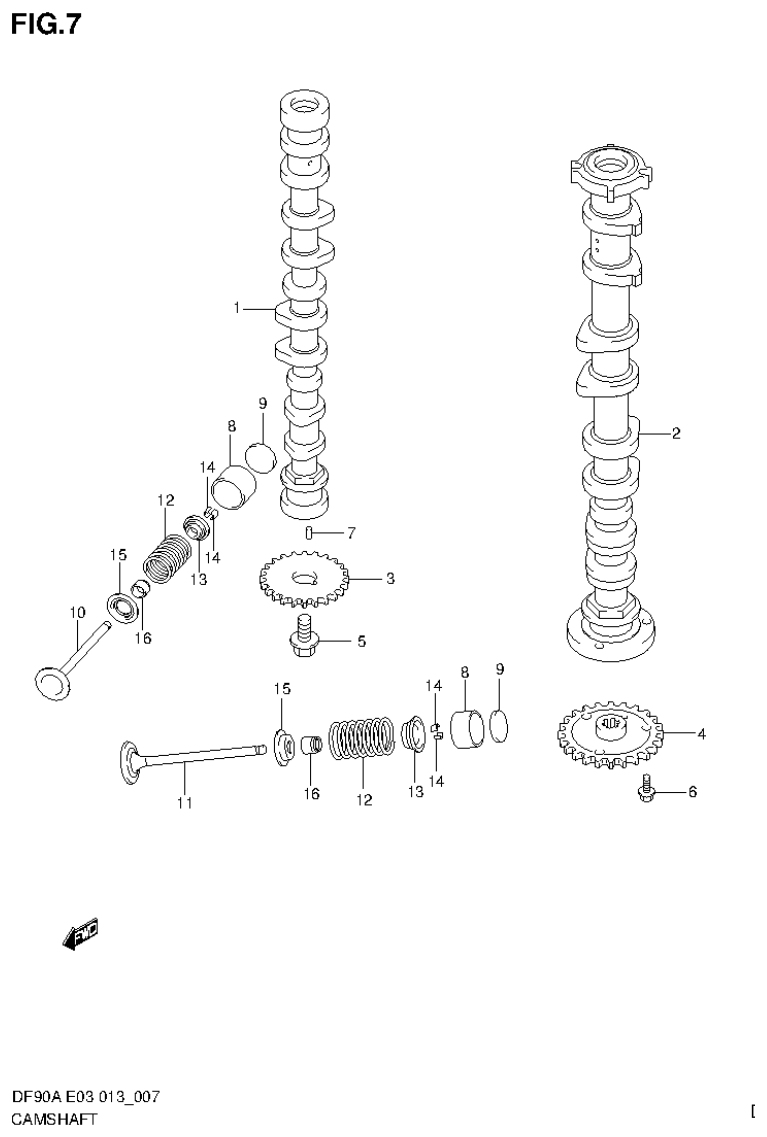 Suzuki DF80A, DF90A CAMSHAFT (DF80A E3) parts diagram